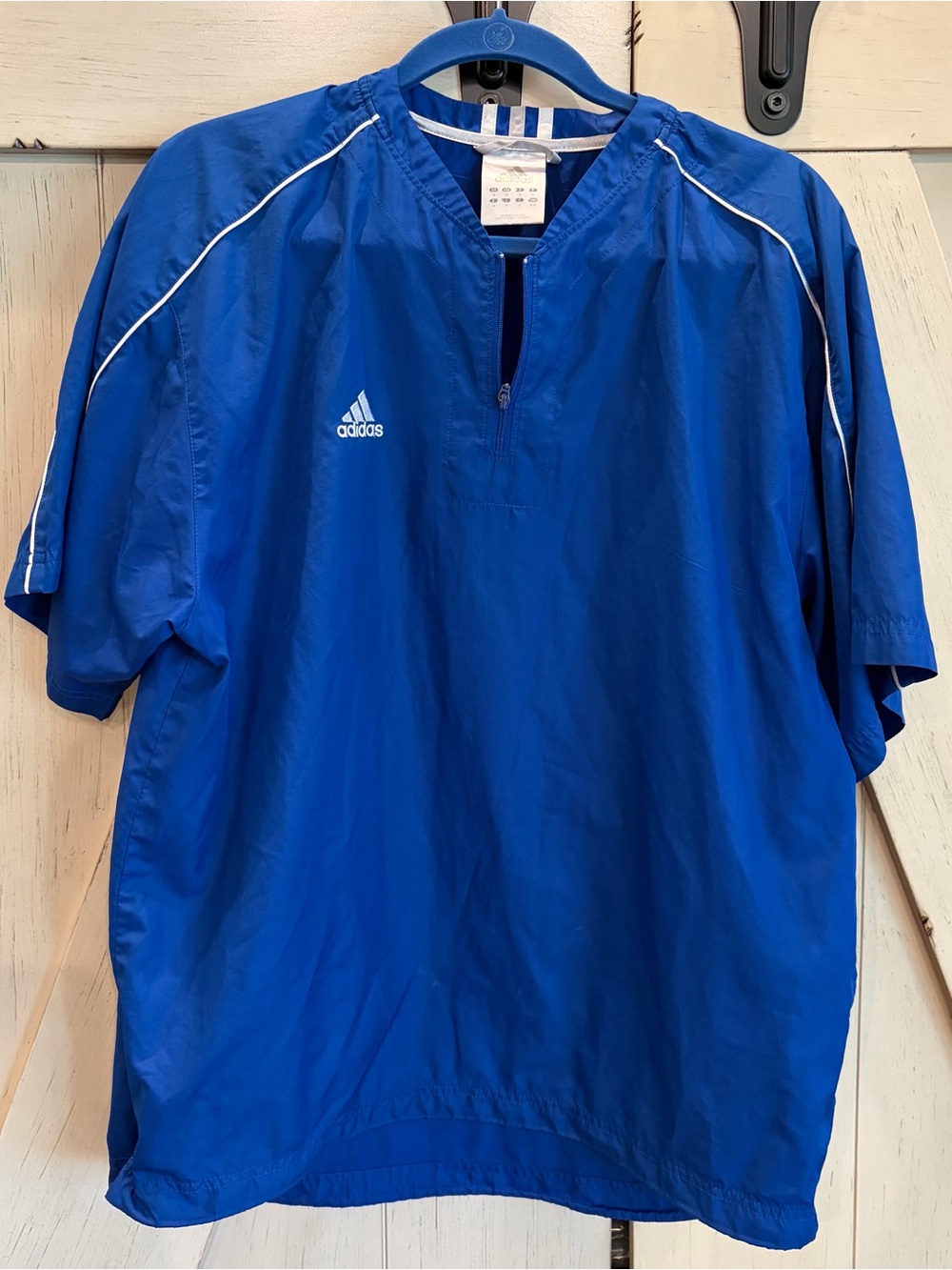 adidas Blue Triple Striped Short Sleeve Batting Jacket Size Medium